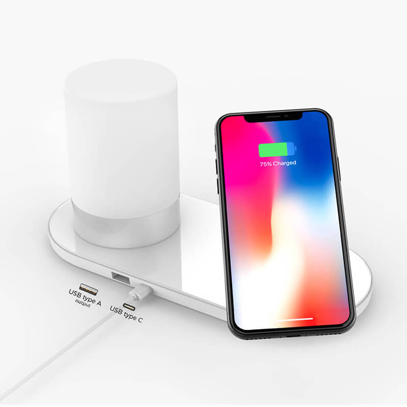 Lámparas RGB con estaciones de carga inalámbricas (para teléfonos iPhone o Android)